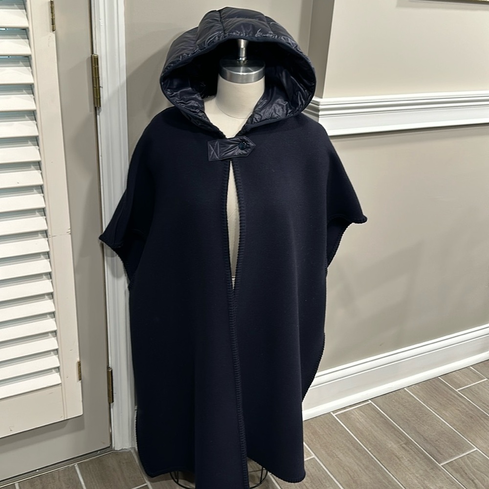 Moncler Navy Down & Wool Cape